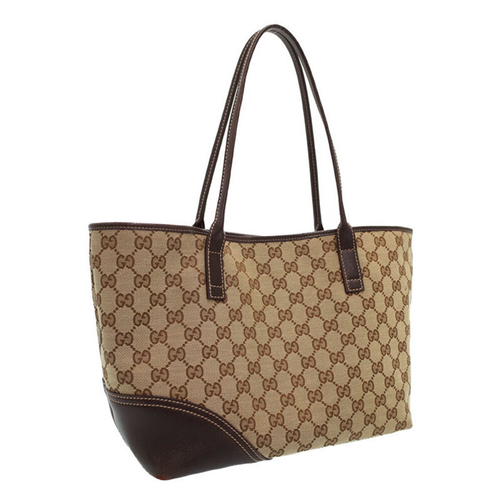 Gucci Britt Canvas Bag Tote brown canvas leather monogram mocha GG